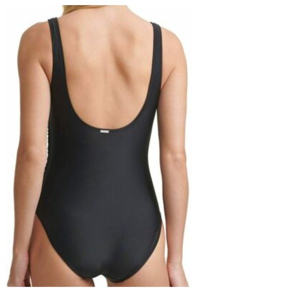 DKNY Mesh Side Shirred One Piece Swimsuit - Picture 3 of 3